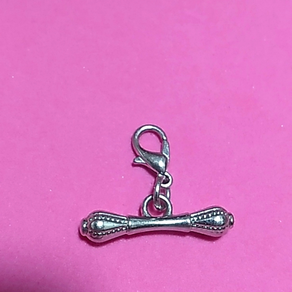 Sterling Silver Baby Rattle Necklace or Bracelet Charm